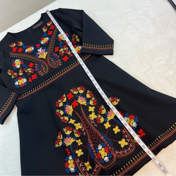 Lai Meng Five Cats Embroidered Floral Folk art Mini Dress Black Size XL NWT - Picture 12 of 14